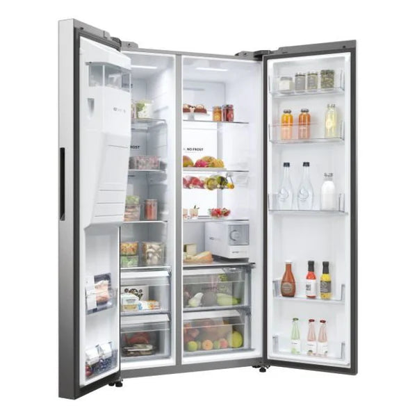 Haier SBS 90 Series 7 601L Freestanding American Fridge Freezer - Platinum Inox | HSW79F18CIMM