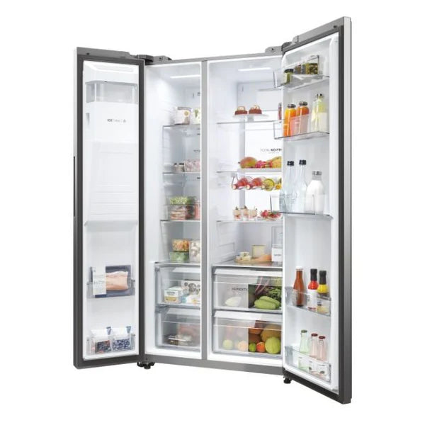 Haier SBS 90 Series 7 601L Freestanding American Fridge Freezer - Platinum Inox | HSW79F18CIMM