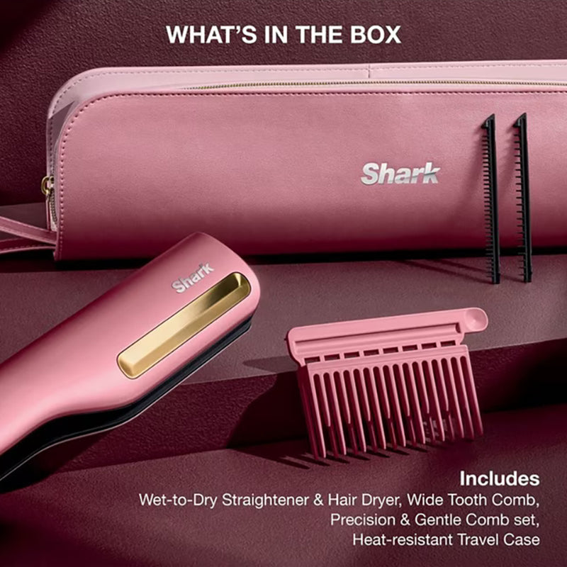 Shark SilkiPro Wet-To-Dry Ceramic Hair Straightener - Rose Petal | HT401UKPK from Shark - DID Electrical