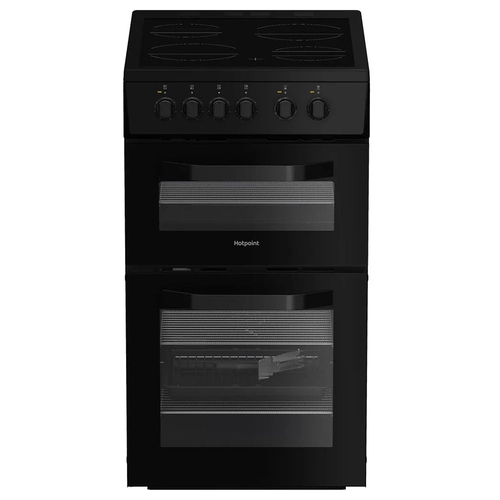 Hotpoint 50CM Freestanding Electric Cooker - Black | HTE5VCB from Hotpoint - DID Electrical