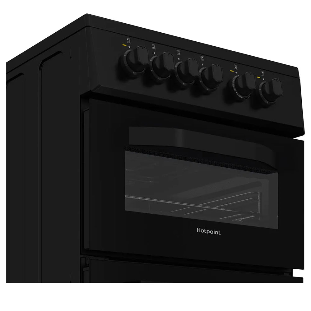 Hotpoint 50CM Freestanding Electric Cooker - Black | HTE5VCB from Hotpoint - DID Electrical