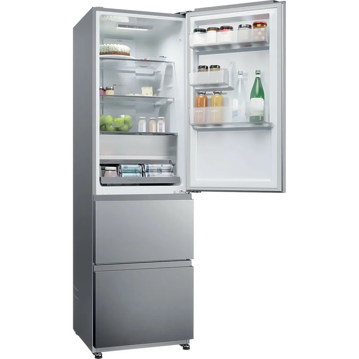 Haier 3D 55 Series 3 303L Frost Free Freestanding Fridge Freezer - Stainless Steel | HTR3518ENMXK