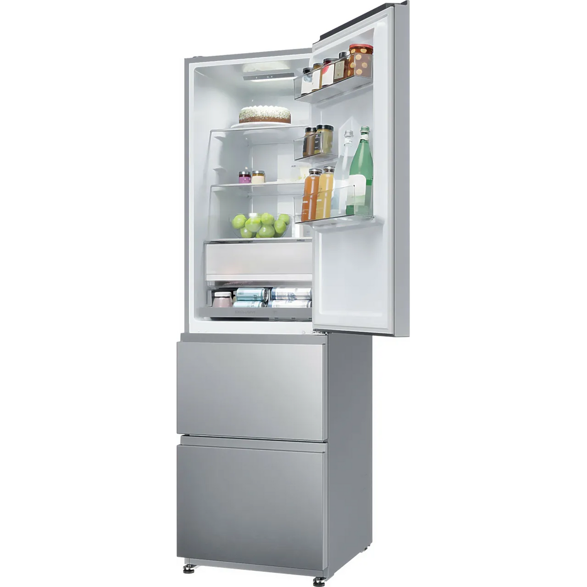 Haier 3D 55 Series 3 303L Frost Free Freestanding Fridge Freezer - Stainless Steel | HTR3518ENMXK