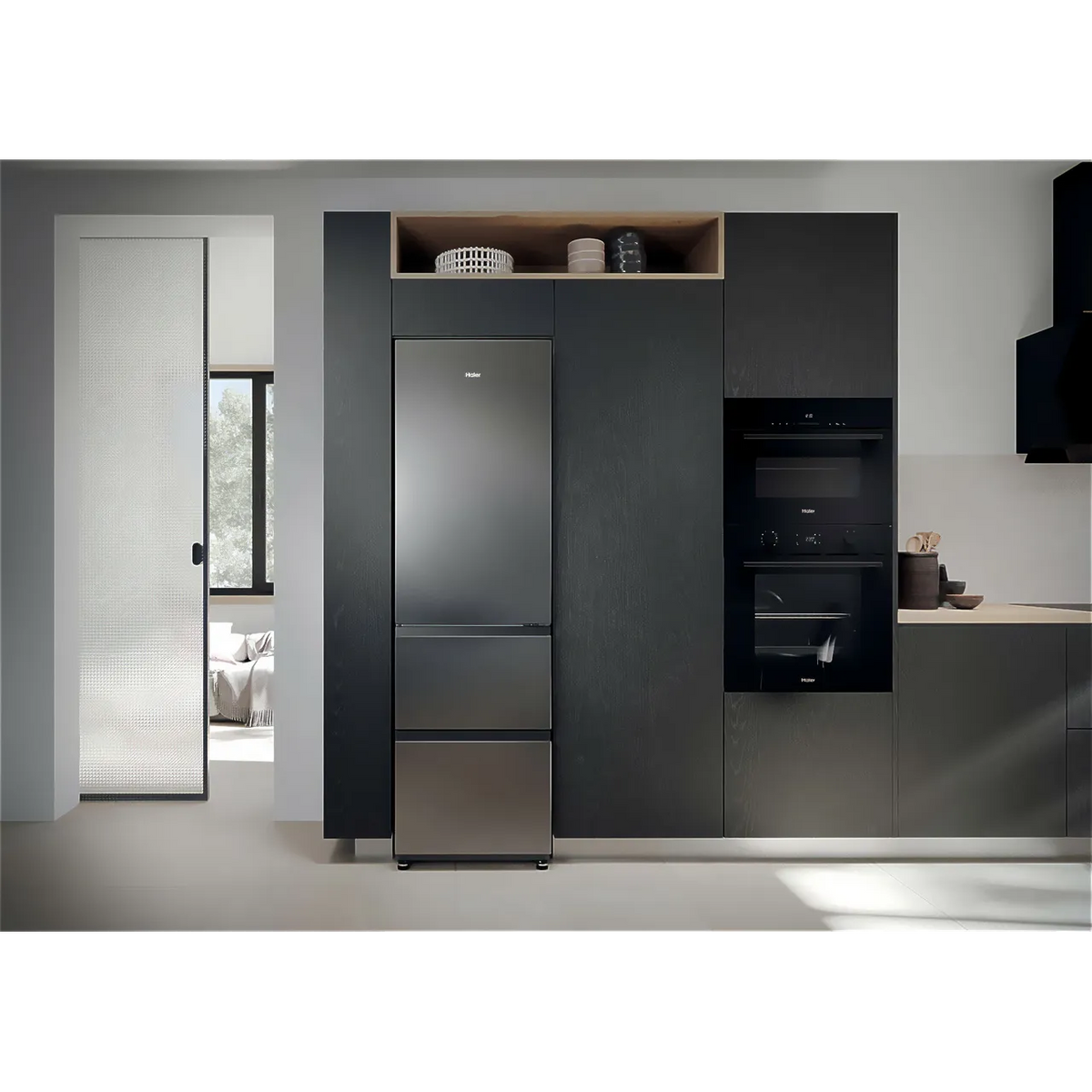 Haier 3D 55 Series 3 303L Frost Free Freestanding Fridge Freezer - Stainless Steel | HTR3518ENMXK