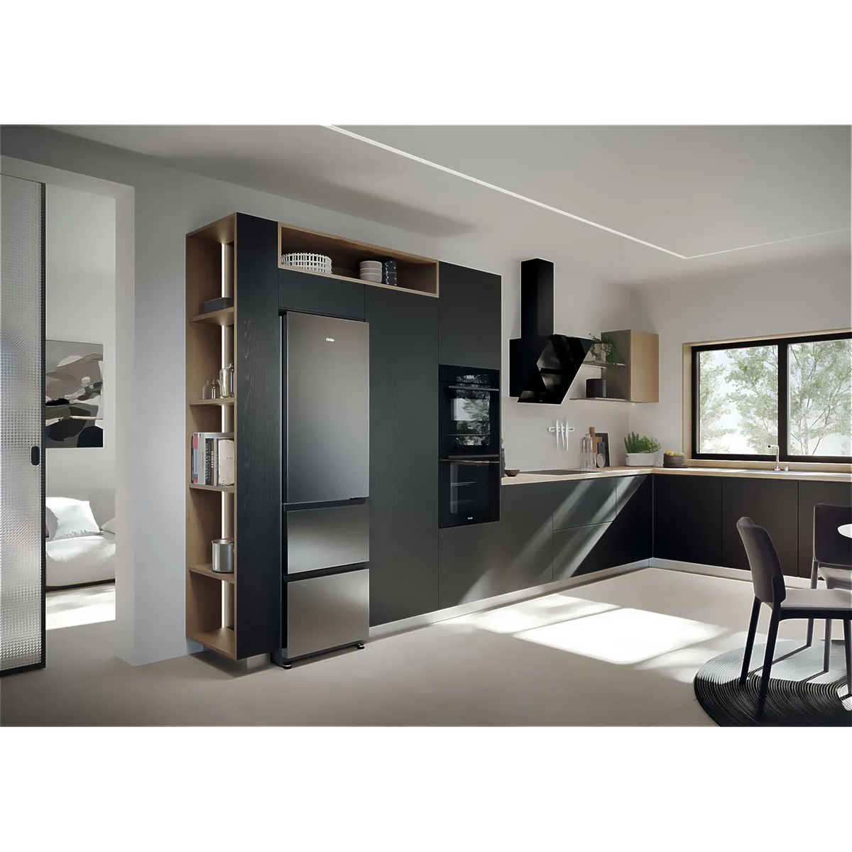 Haier 3D 55 Series 3 303L Frost Free Freestanding Fridge Freezer - Stainless Steel | HTR3518ENMXK
