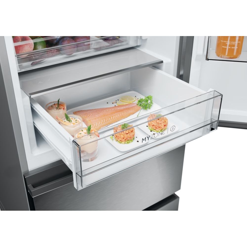 Haier 357L Frost Free Freestanding Fridge Freezer - Inox | HTW5618DWMG from Haier - DID Electrical