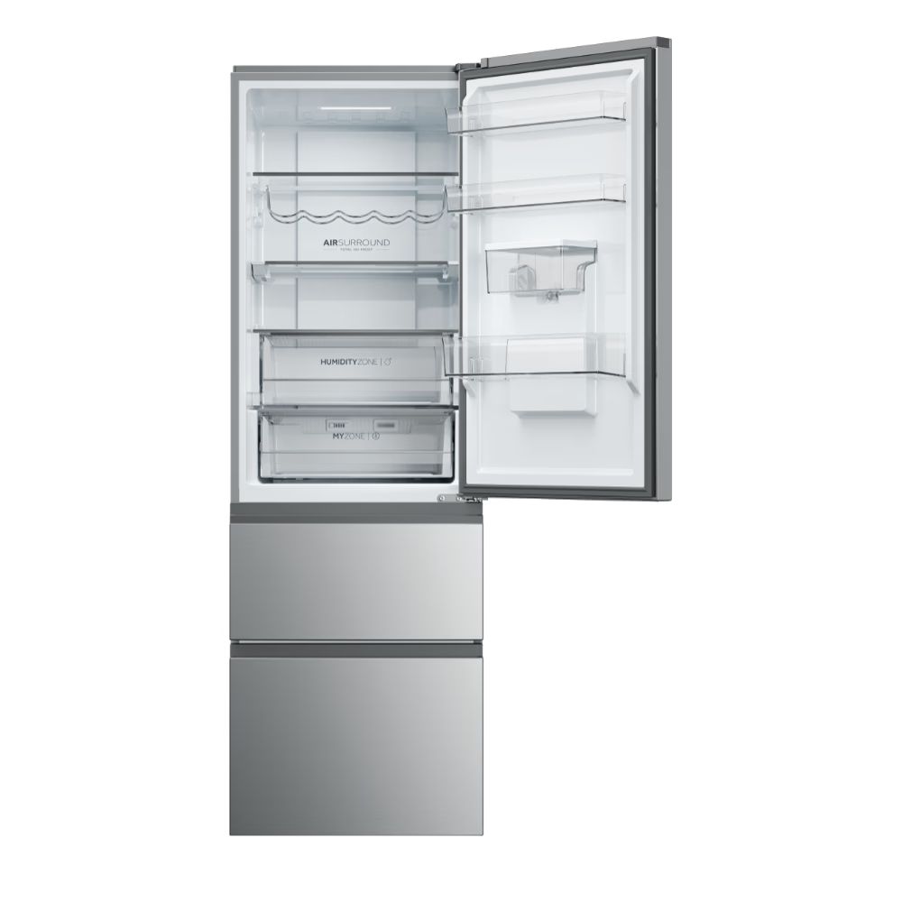 Haier 357L Frost Free Freestanding Fridge Freezer - Inox | HTW5618DWMG from Haier - DID Electrical