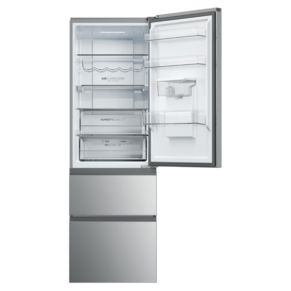 Haier 357L Frost Free Freestanding Fridge Freezer - Inox | HTW5618DWMG from Haier - DID Electrical