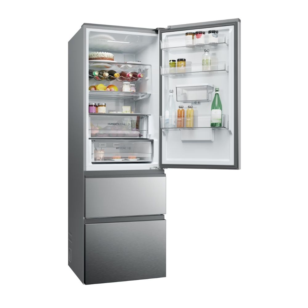 Haier 357L Frost Free Freestanding Fridge Freezer - Inox | HTW5618DWMG from Haier - DID Electrical