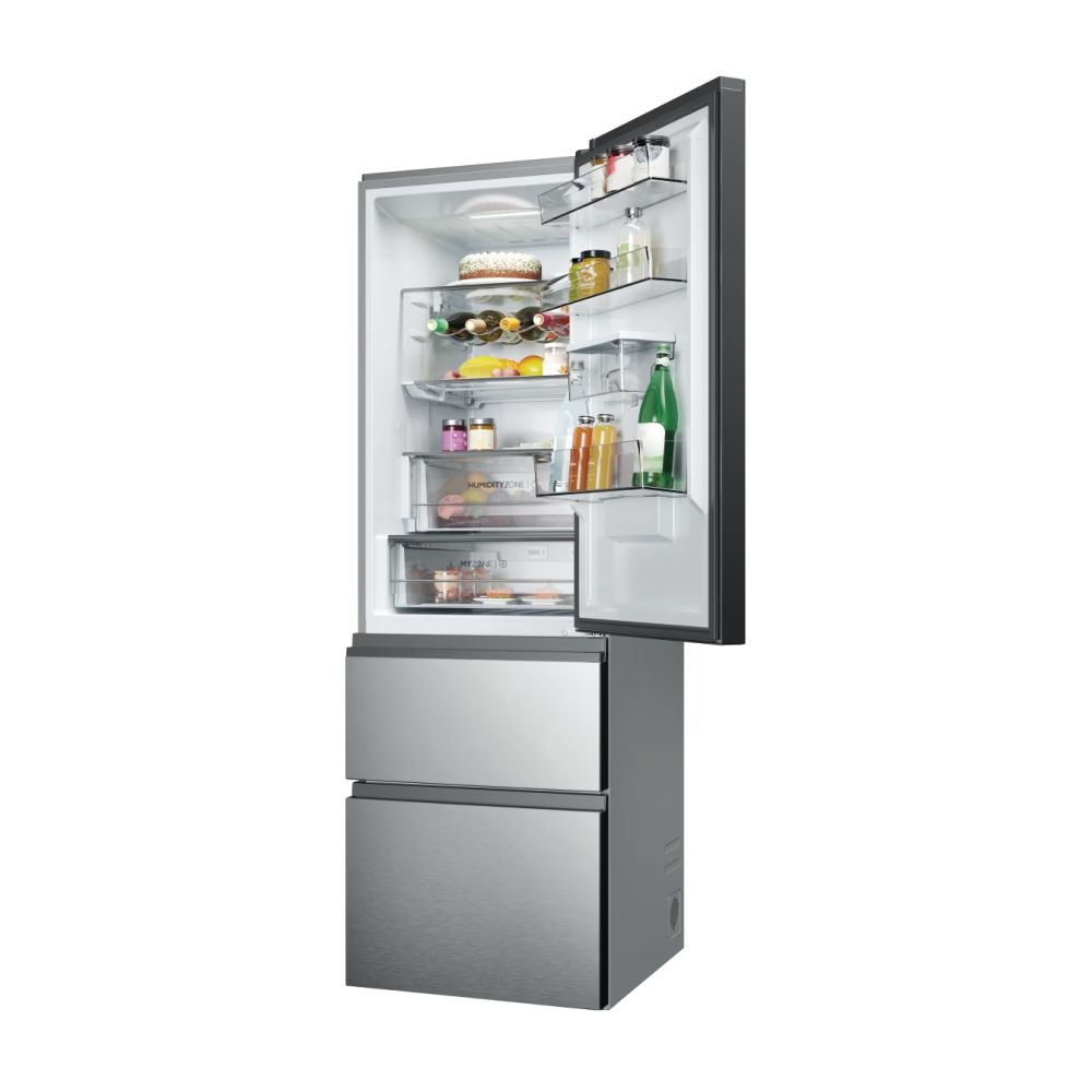 Haier 357L Frost Free Freestanding Fridge Freezer - Inox | HTW5618DWMG from Haier - DID Electrical