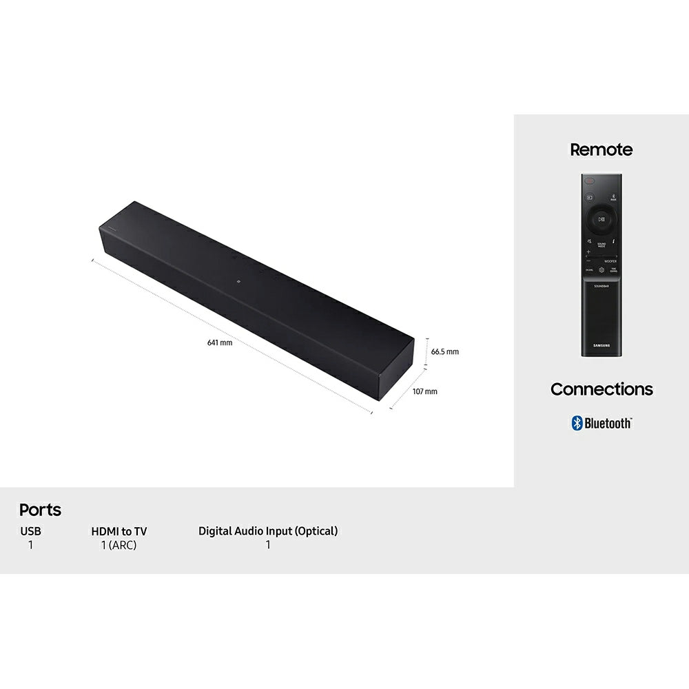 Samsung B400F B-Series 2.0CH Soundbar - Black | HW-B400F/XU from Samsung - DID Electrical