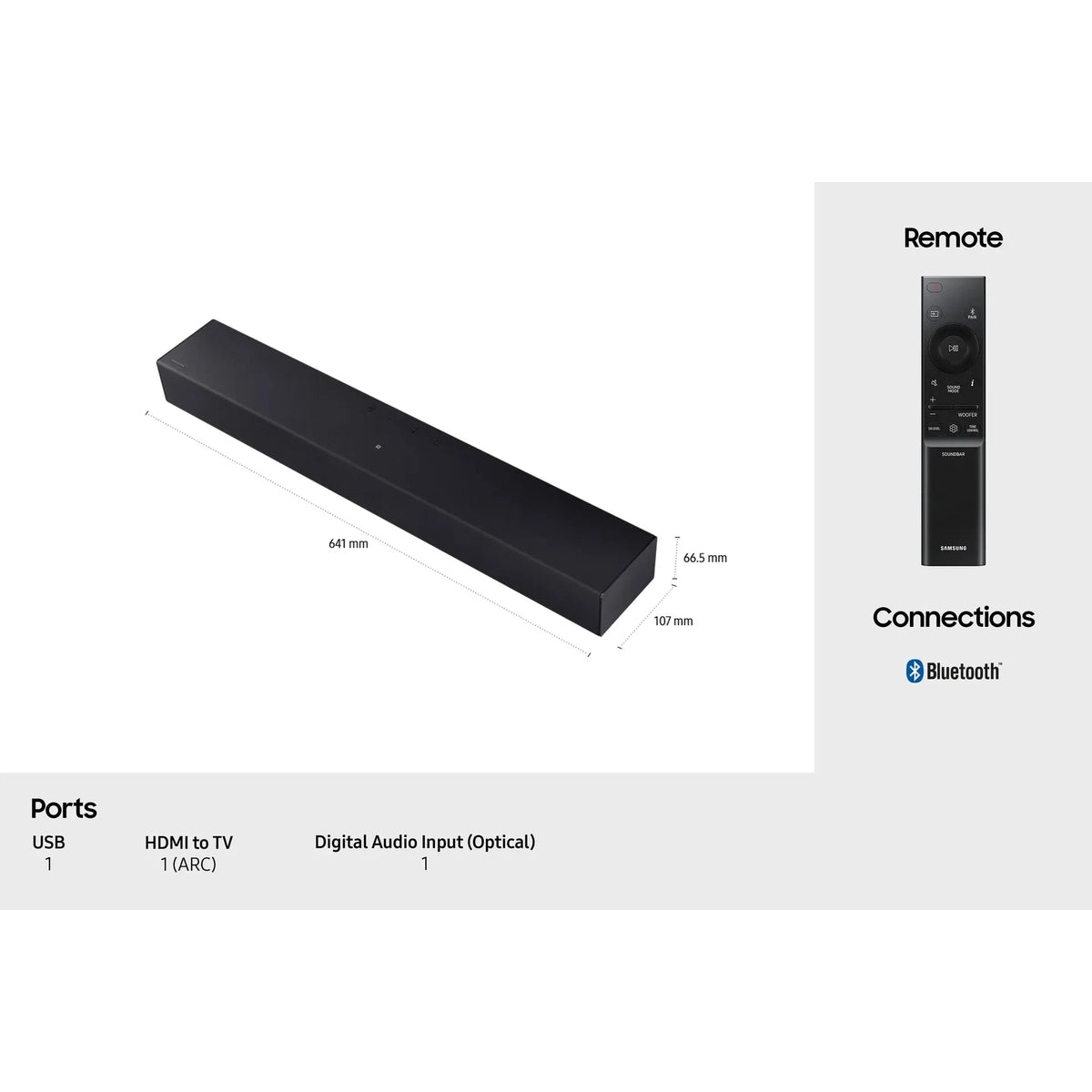 Samsung B400F B-Series 2.0CH Soundbar - Black | HW-B400F/XU from Samsung - DID Electrical