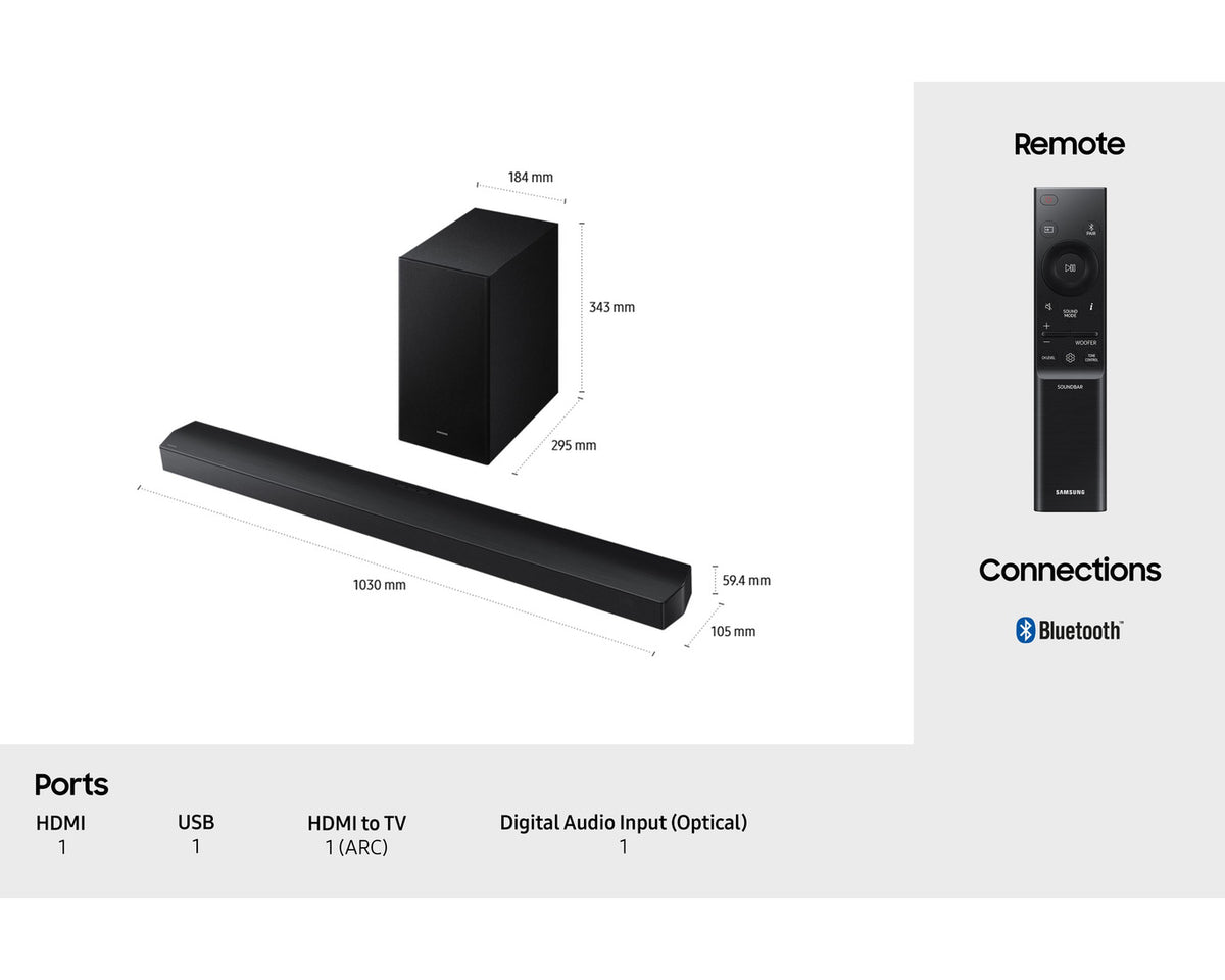 Samsung B-Series 5.1CH Soundbar with Subwoofer - Black | HW-B750F/XU
