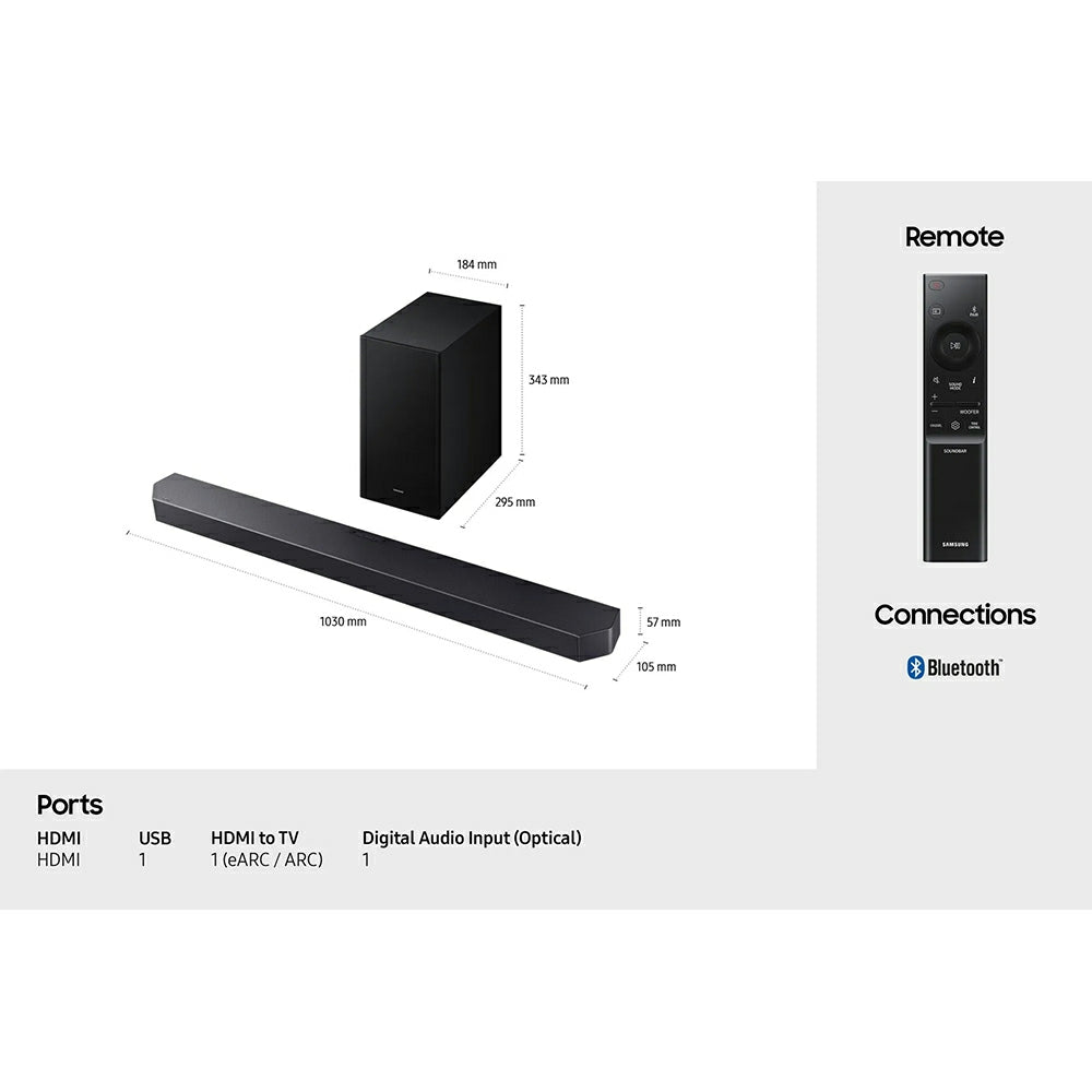 Samsung Q600F Q-Series 3.1.2CH Soundbar with Subwoofer - Titan Black | HW-Q600F/XU from Samsung - DID Electrical
