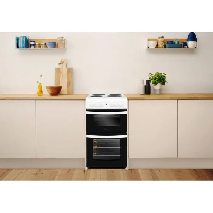 Indesit 50CM Freestanding Double Electric Cooker - White | ID5E92KMW from Indesit - DID Electrical