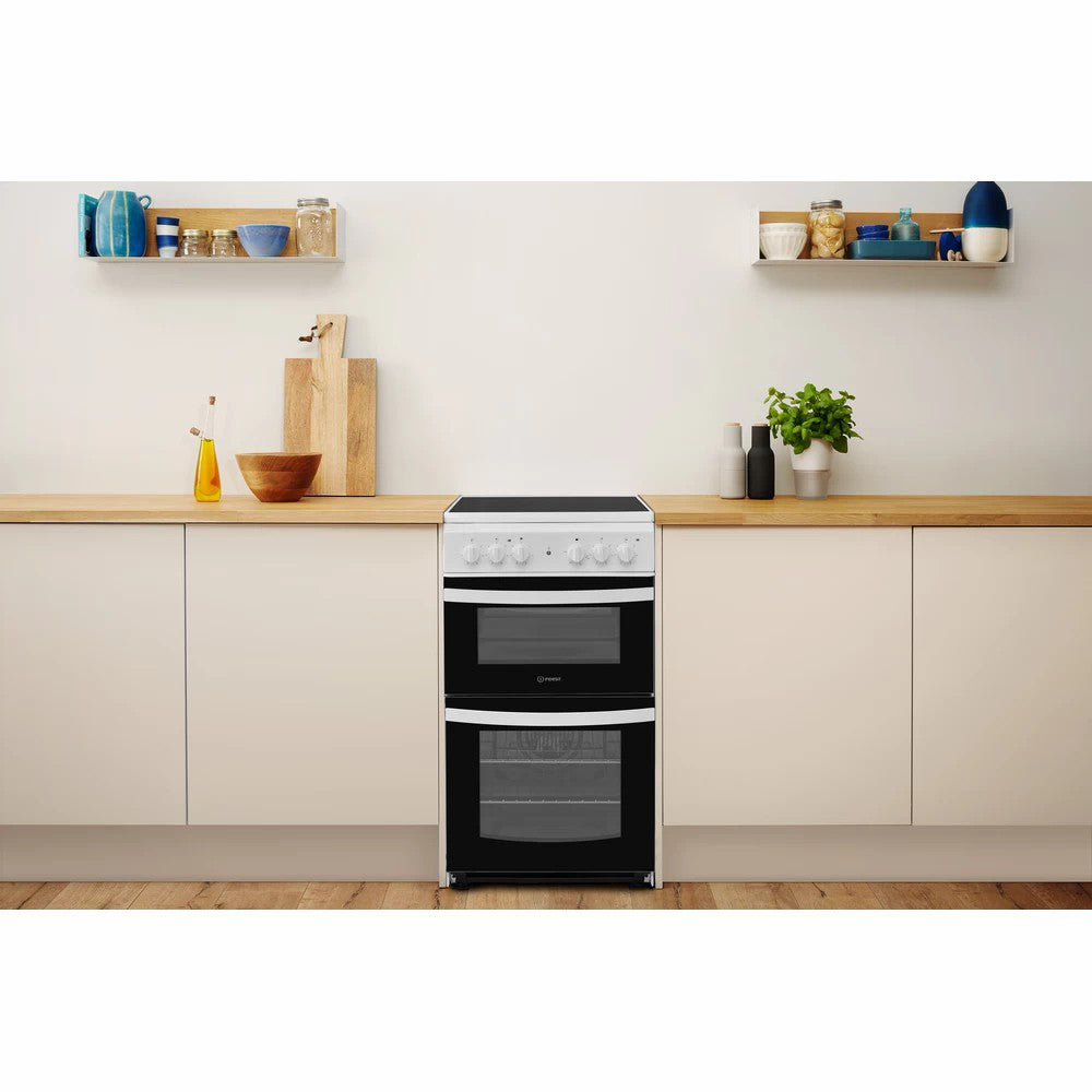 Indesit 50CM Freestanding Double Electric Cooker - White | ID5V92KMW from Indesit - DID Electrical