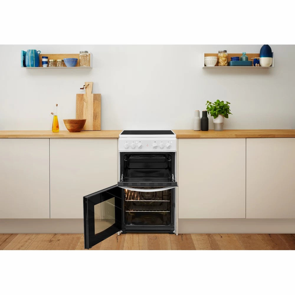 Indesit 50CM Freestanding Double Electric Cooker - White | ID5V92KMW from Indesit - DID Electrical