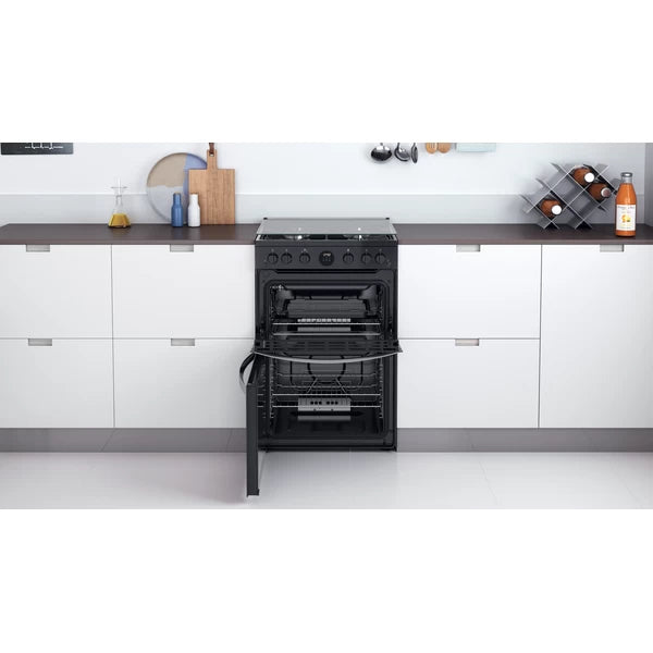 Indesit 60CM Double Oven Built-In Gas Cooker - Black | ID67G0MCB/UK from Indesit - DID Electrical