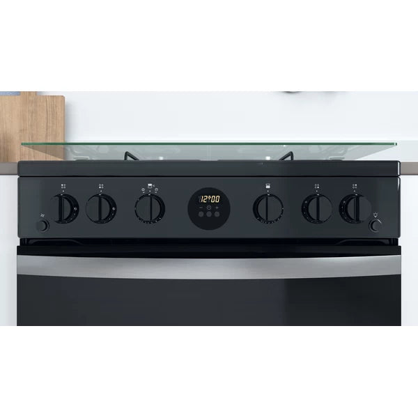 Indesit 60CM Double Oven Built-In Gas Cooker - Black | ID67G0MCB/UK from Indesit - DID Electrical