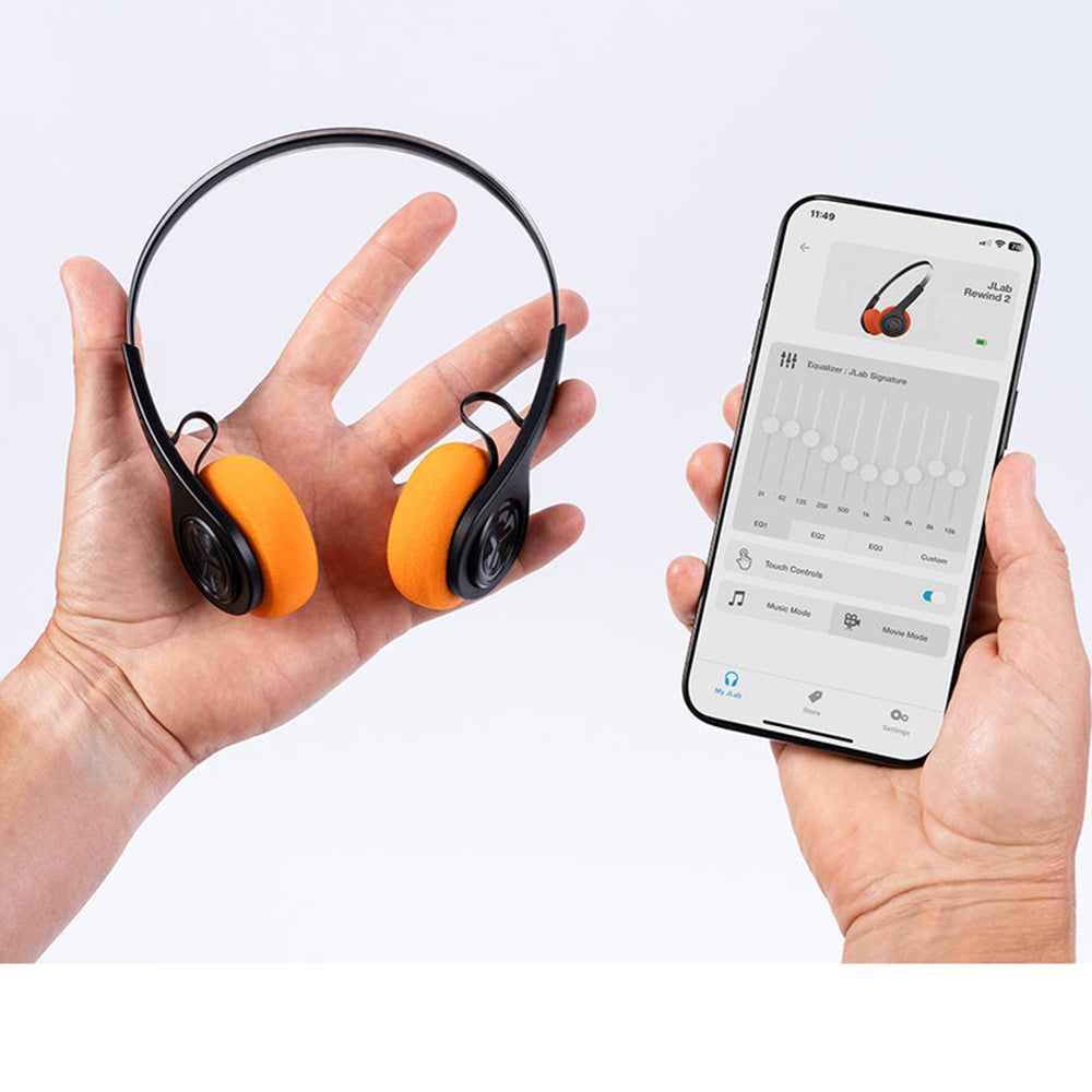 JLab Rewind 2 On-Ear Wireless Retro Headphones - Black | IEUHBREWIND2RBLK4 from JLab - DID Electrical