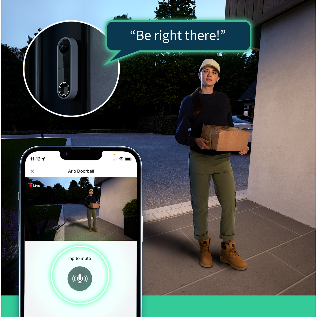 Arlo 1080p Essential Wire Free Video Doorbell - White | AVD2001100EUS from Arlo - DID Electrical