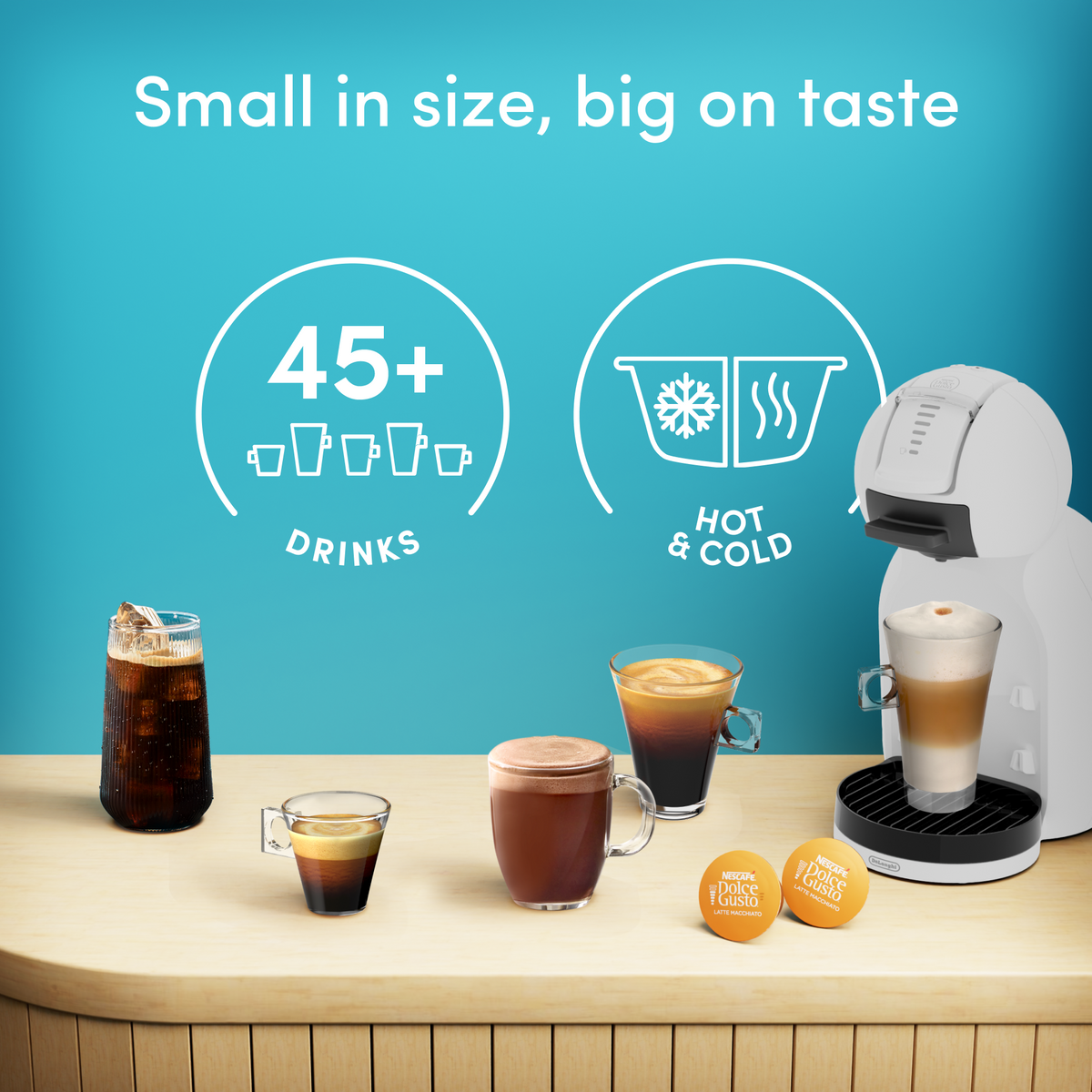 Nescafé Dolce Gusto Mini Me 2 Pod Coffee Machine By De'Longhi - Iced Bundle - White | EDG335.W2CAPS