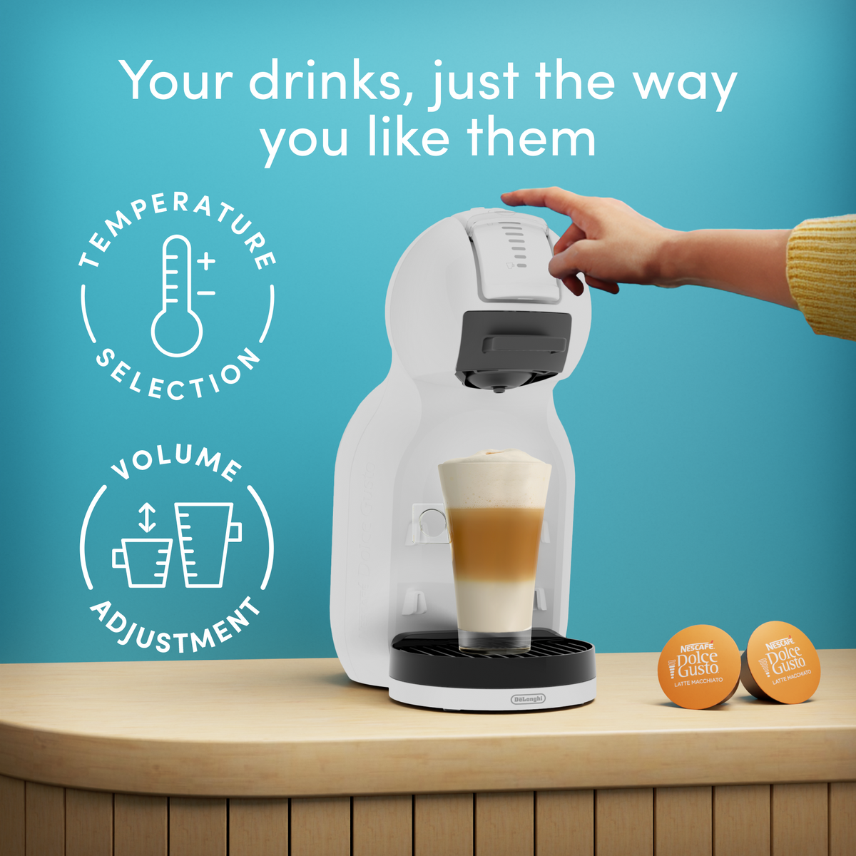 Nescafé Dolce Gusto Mini Me 2 Pod Coffee Machine By De'Longhi - Iced Bundle - White | EDG335.W2CAPS
