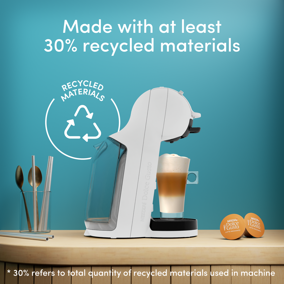 Nescafé Dolce Gusto Mini Me 2 Pod Coffee Machine By De'Longhi - Iced Bundle - White | EDG335.W2CAPS