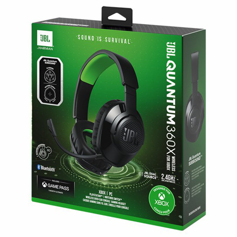JBL Quantum 360X 40mm Driver Console Wireless Gaming Headset - Black &amp; Green | JBLQ360XWLBLKGRN from JBL - DID Electrical