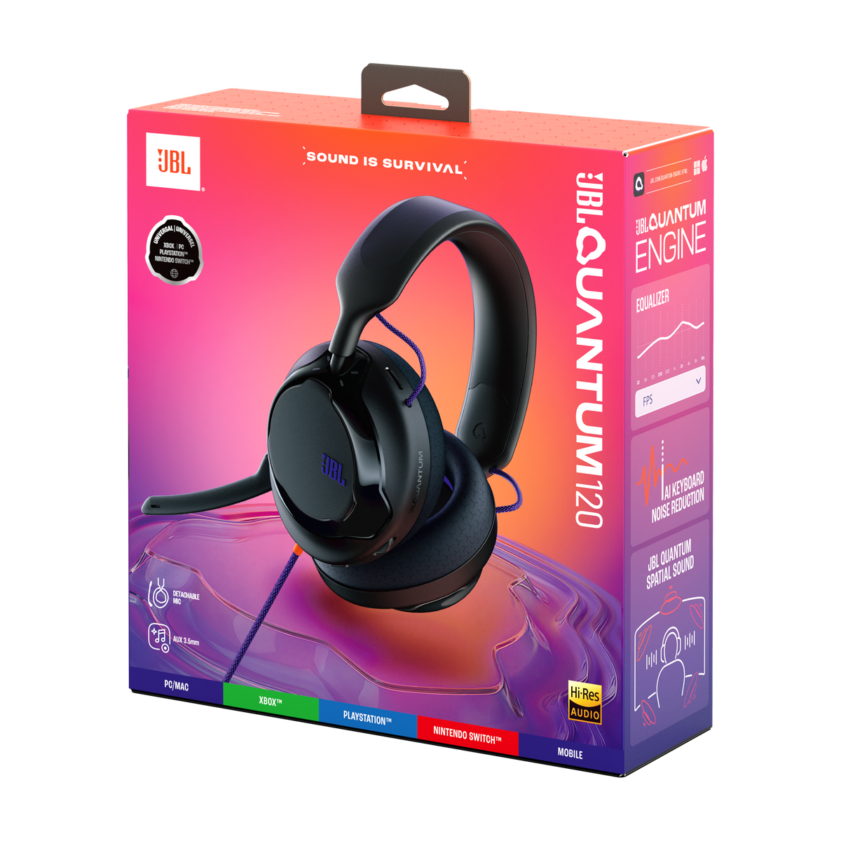 JBL Quantum 120 Over-Ear Wired Gaming Headphone - Black | JBLQTUM120BLK