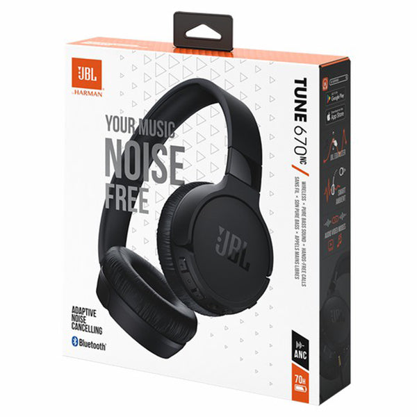 JBL Tune 670NC Adaptive Noise Cancelling On-Ear Wireless Headphones - Black | JBLT670NCBLK from JBL - DID Electrical