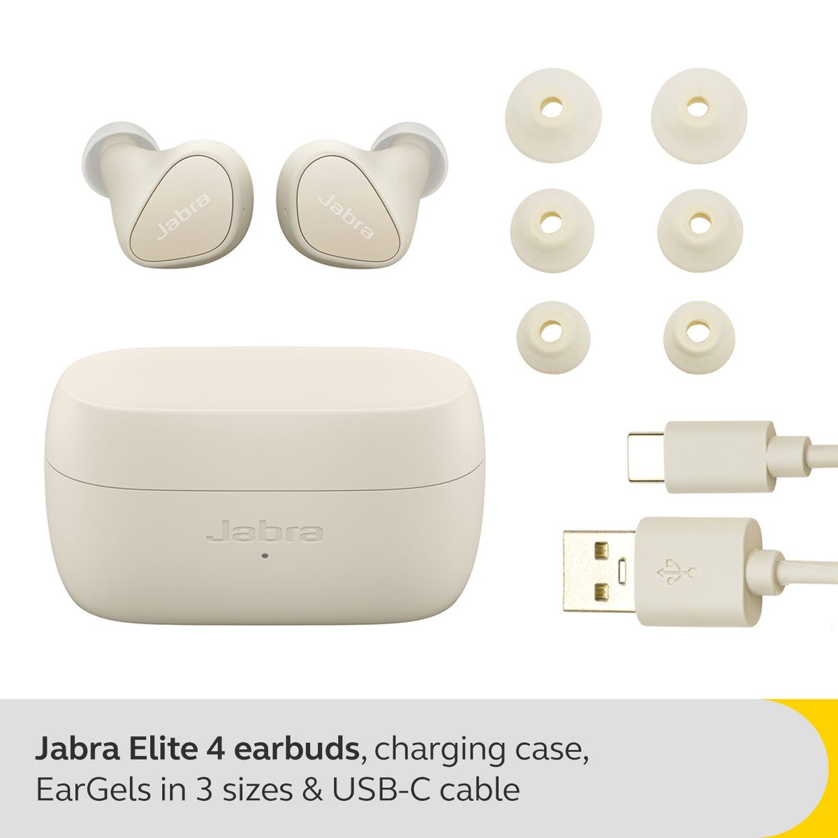 Jabra Elite 4 In-Ear True Wireless Earbuds - Light Beige | 100-99183002-99 from Jabra - DID Electrical