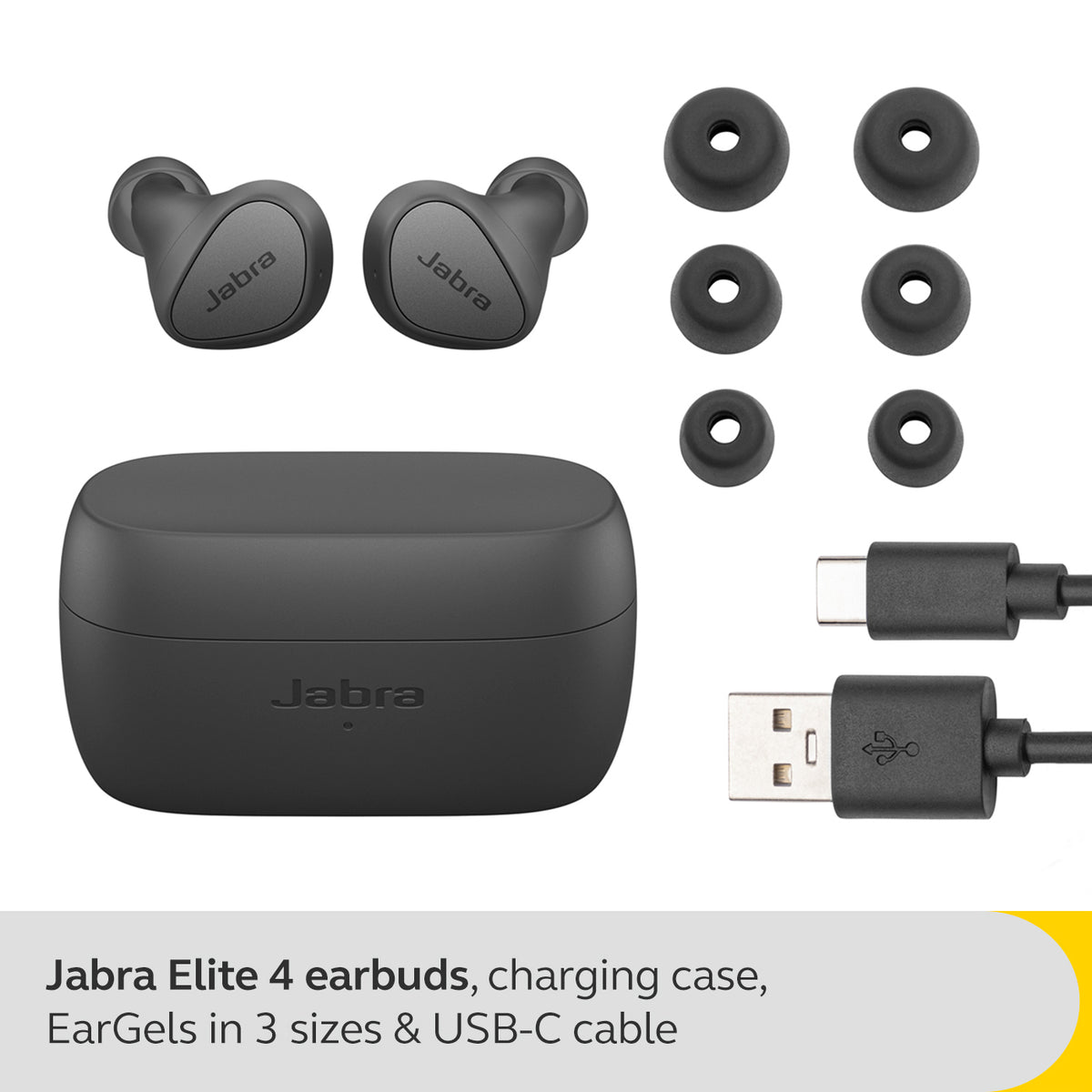 Jabra Elite 4 In-Ear True Wireless Earbuds - Dark Grey | 100-99183000-99 from Jabra - DID Electrical