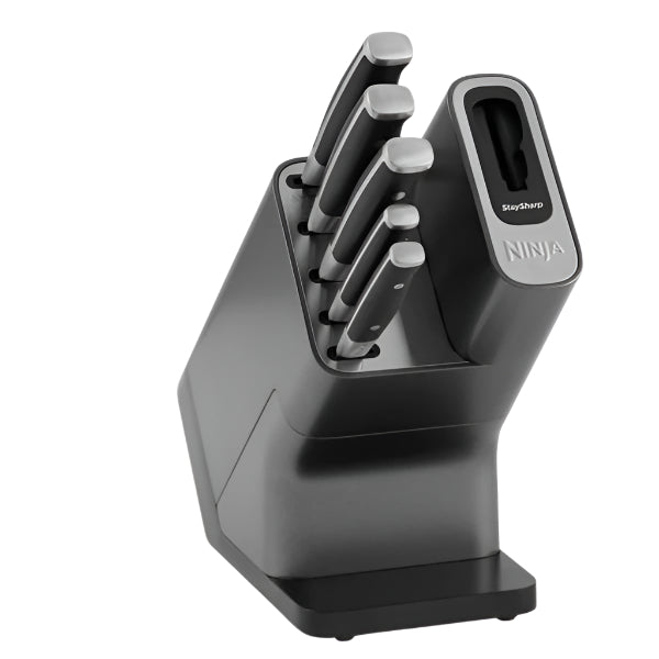 Ninja Foodi StaySharp Knife Block with Integrated Sharpener Set of 5 Piece - Silver &amp; Black | K32005UK from Ninja - DID Electrical