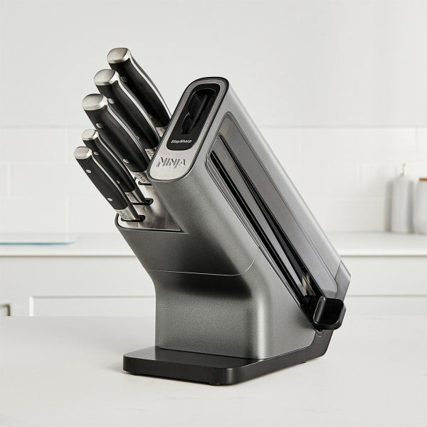Ninja Foodi StaySharp Knife Block with Integrated Sharpener Set of 5 Piece - Silver &amp; Black | K32005UK from Ninja - DID Electrical