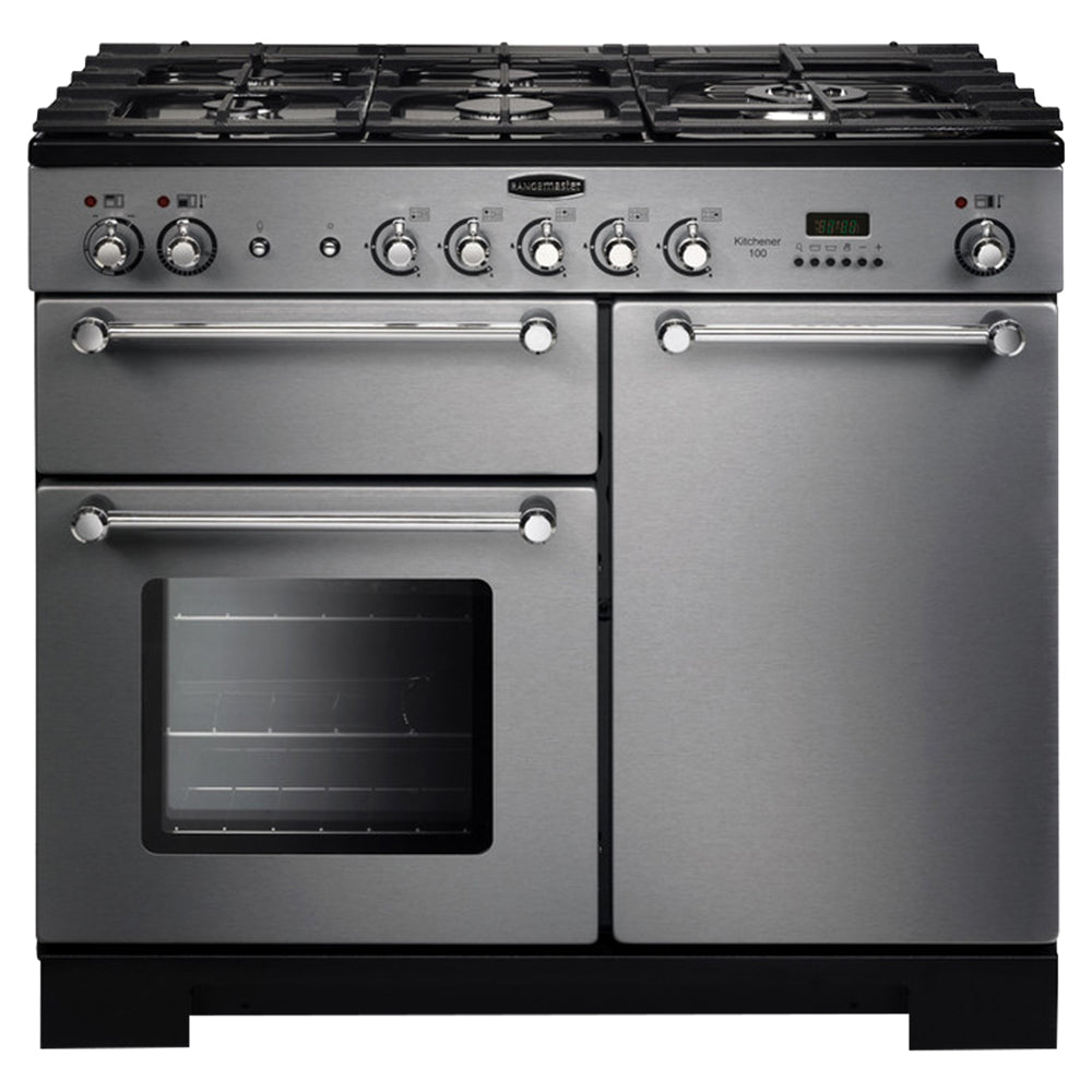 Rangemaster Kitchener 100CM Dual Fuel Range Cooker - Stainless Steel & Chrome | KCH100DFFSS/C from Rangemaster - DID Electrical
