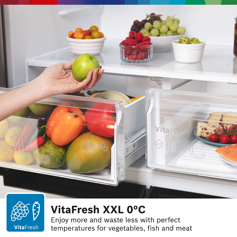 Bosch Serie 4 605L Frost Free Freestanding French Door Fridge Freezer with Anti-Fingerprint - Stainless Steel | KFN96VPEAG from Bosch - DID Electrical