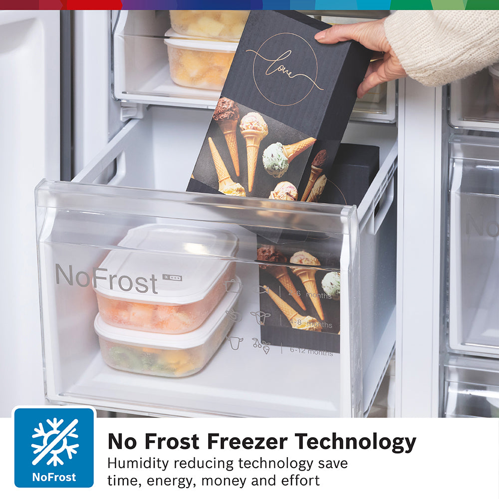 Bosch Serie 4 605L Frost Free Freestanding French Door Fridge Freezer with Anti-Fingerprint - Stainless Steel | KFN96VPEAG from Bosch - DID Electrical