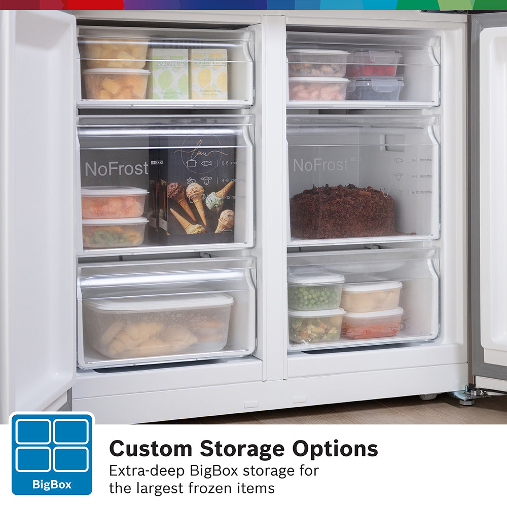 Bosch Serie 4 605L Frost Free Freestanding French Door Fridge Freezer with Anti-Fingerprint - Stainless Steel | KFN96VPEAG from Bosch - DID Electrical
