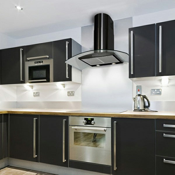 Luxair 90cm Smoked Curved Glass Cooker Hood - Black | LA-90-CVD-BLK from Luxair - DID Electrical