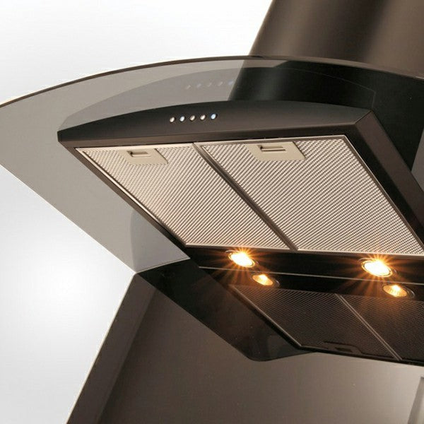 Luxair 90cm Smoked Curved Glass Cooker Hood - Black | LA-90-CVD-BLK from Luxair - DID Electrical