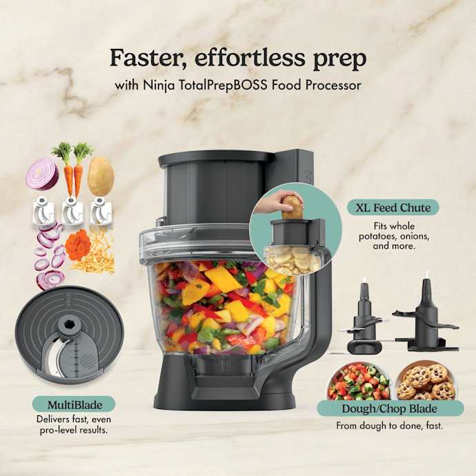 Ninja CrushBOSS 1200W 3-in-1 Kitchen System with Food Processor & Tumbler - Onyx | LB401UKBK