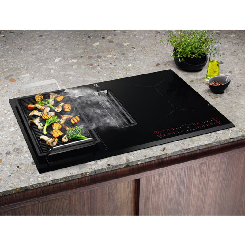 Electrolux 80CM 4 Zone Induction Combo Hob Hood - Black | LCC83443 from Electrolux - DID Electrical