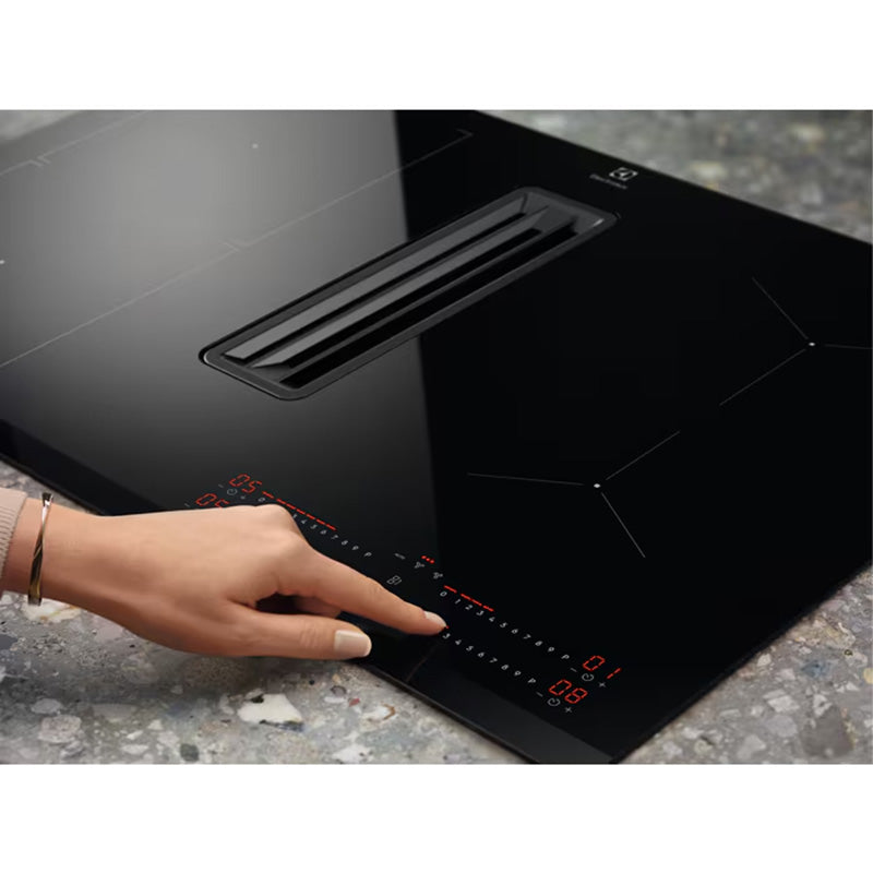 Electrolux 80CM 4 Zone Induction Combo Hob Hood - Black | LCC83443 from Electrolux - DID Electrical