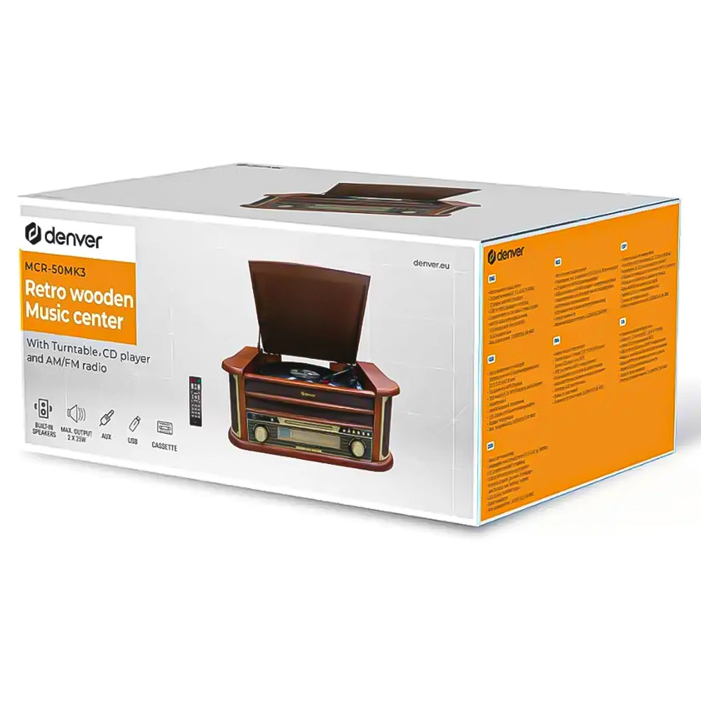 Denver Retro Music System with Turntable and Radio | MCR-50MK3 from Denver - DID Electrical