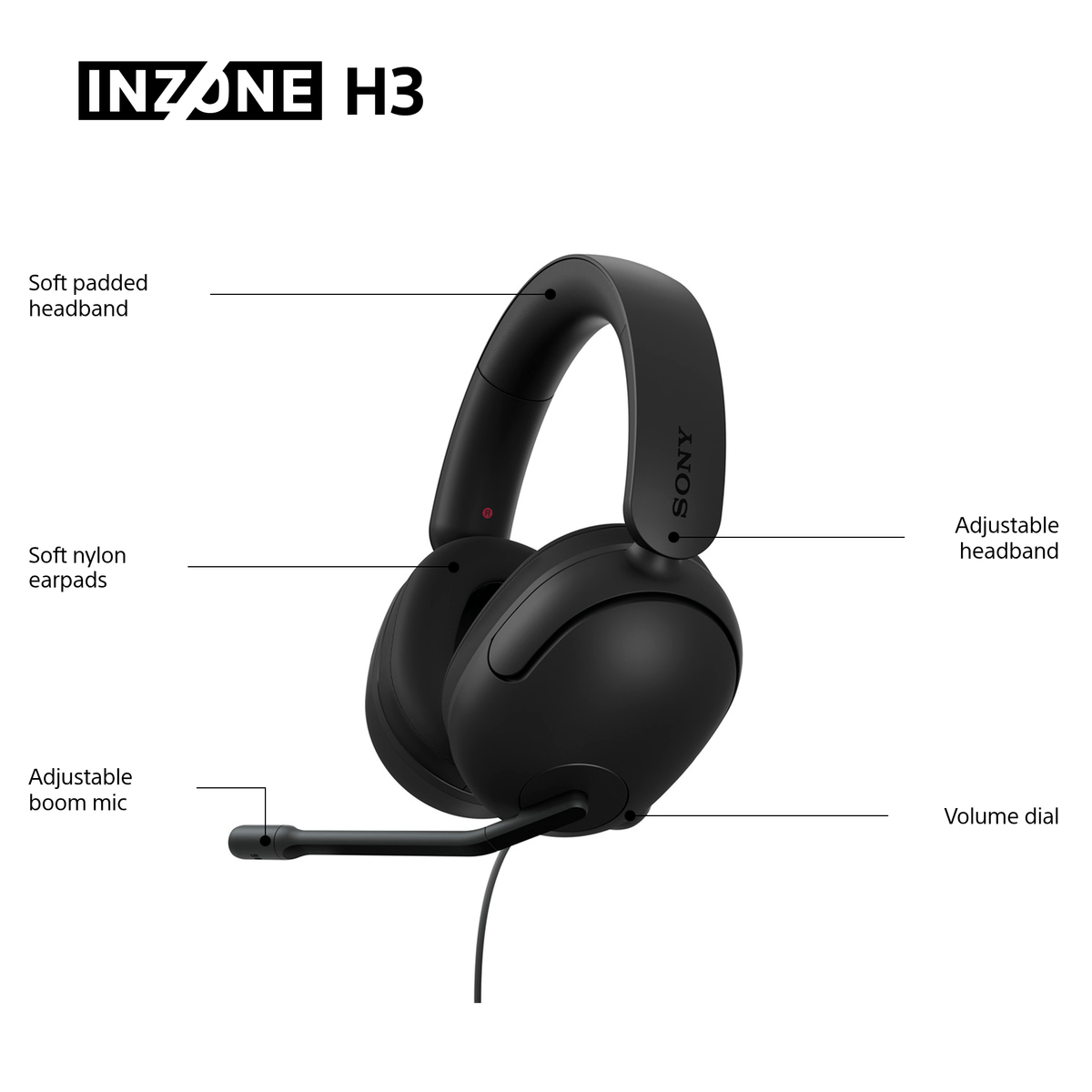 Sony INZONE H3 Over-Ear Wired Gaming Headset - Black | MDRG300BCE7