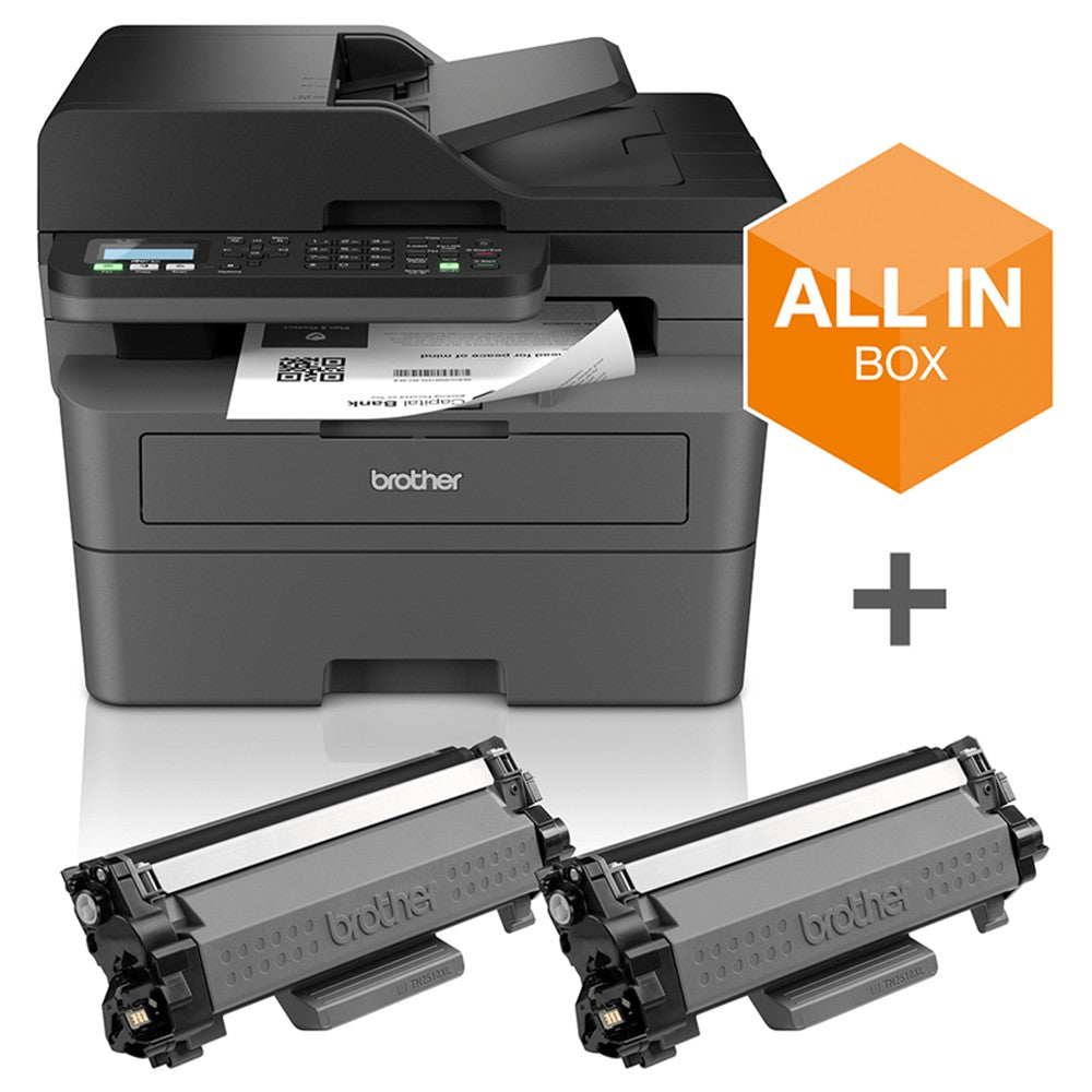 Brother A4 Wireless All-in-Box Mono Laser Printer – Black | MFCL2827DWXL from Brother - DID Electrical