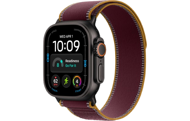 Apple Watch Ultra 4 GPS + Cellular 49mm Black Titanium Case with Burgundy Trail Loop - S/M | MJC34DH/A