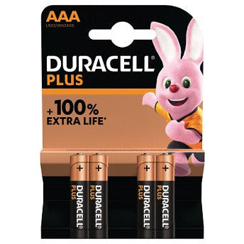 Duracell Plus 1.5V AAA Alkaline Battery - Pack of 4 | MN2400 from Duracell - DID Electrical