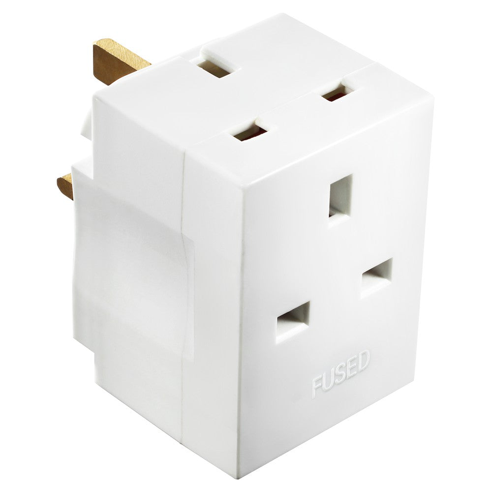 Master Socket 3 Masterplug 3 Socket Adaptor - White | MSF3/NK-MS | DID.ie - DID Electrical